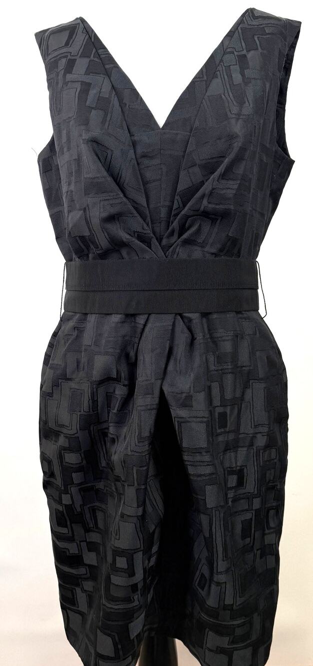 Lida Baday Black Textured Print Fabric Dress Size 12
